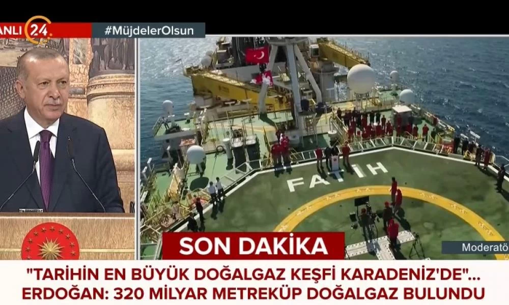 Ερντογάν: ''Εντοπίσαμε 320 δισ. κυβικά μέτρα φυσικού αερίου στη Μ. Θάλασσα''